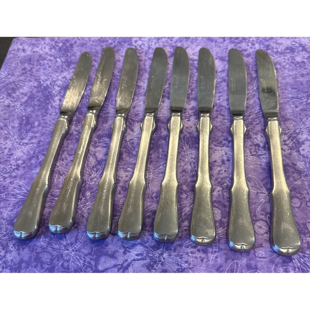 Oxford Hall OXH59‎ Dinner Knives Knife Satin Wing Heel Tipped Stainless Set Of 8